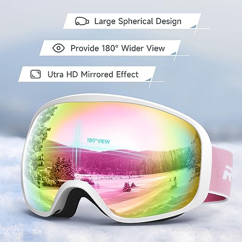 RIOROO Ski Goggles, Skiing Goggles For Snowboard Jet Snow 100% UV Protection, Anti-glare Ski Goggles Dual Lens For Women Men Youth OTG Over Helmet Compatible, Skiing Snowboarding Cycling Motorcycle - Image 3