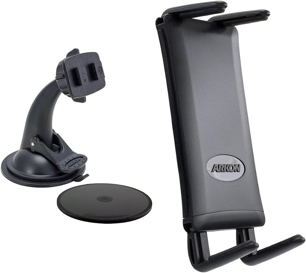 ARKON Replacement Upgrade or Additional Windshield Dashboard Sticky Suction Mount for Dual T Holders - Black & Phone and Midsize Tablet Holder for iPhone X 8 7 6S Plus iPad Mini Black