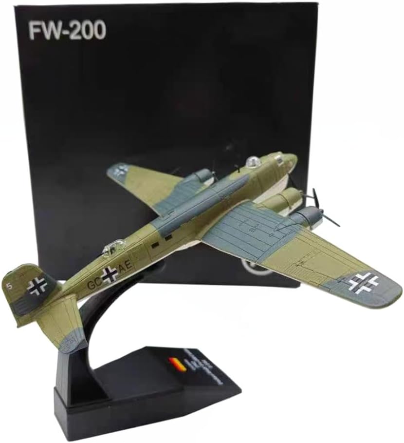 1:144 Scale Fw200 Reconnaissance Fighter Jet Model, Highly Detailed War World II Vintage Military Airplane, Metal Diecast Aircraft Models for Gift or Collection.