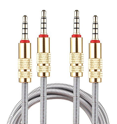 Cable de audio 3.5mm antienredos Lilware con enchufe de metal reforzado plateado