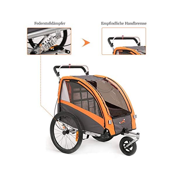 Kinderfahrradanhänger und Kinderwagen 2 in 1 Anhänger Jogger für Kinderfahrradanhänger mit Buggy-Set + Federung BT504S… – Bild 5