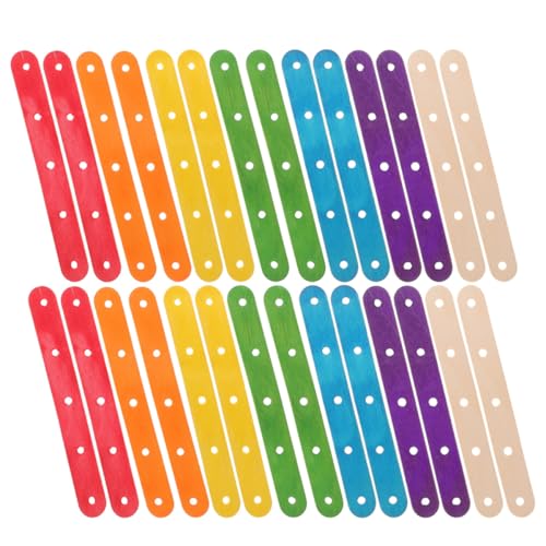 GLSTOY 200 piezas Palitos Madera Colores con Agujeros Palitos para Manualidades DIY Pequeños Listones Naturales para Proyectos Creativos Escuela y Decoración Hogar