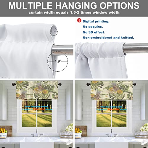 Batmerry Beautiful Floral Tropical Kitchen Valances Half Window Curtain, Beautiful Floral Pattern Pineapple Tropical Flowers Palm Leaves Kitchen Valances For Windows For Decor Reducing The Light #TOP4