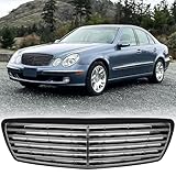 Aresparts Compatible with Mercedes Benz 2003 2004 2005 2006 W211 Pre-facelift E-Class E320 E350 E500 E55 AMG Front Bumper Grille Gloss Black Replacement grill