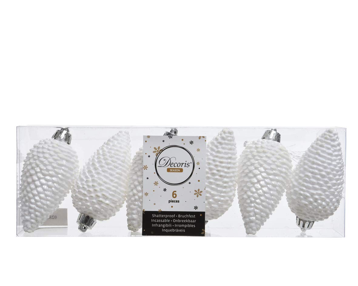 Christbaumschmuck Zapfen aus Kunststoff – Bruchsichere Weihnachtsanhänger, 6 Stück