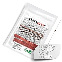 Pack of 100 Pieces Chanzon 1N4728A 1N4728 Power Zener Diode 1W 3.3V DO-41 DO-204AL Axial Diodes 1 Watt 3.3 Volt 3V3