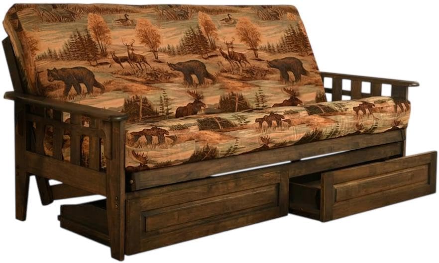 Starlight Canyon Home Brown Futons with Polyester-Cotton Fabric, Durable Frame, Classic Style, Comfortable Sitting and Sleeping Solution for Living Room