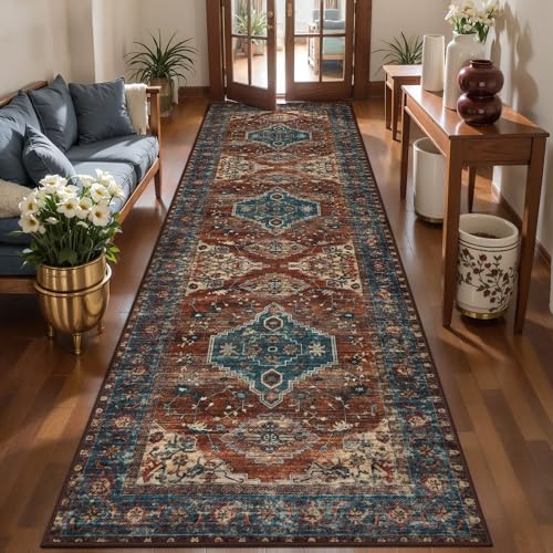 Tangsoo 3x8 Washable Runner Rug for Hallways, Vintage Non Slip Runner Rug