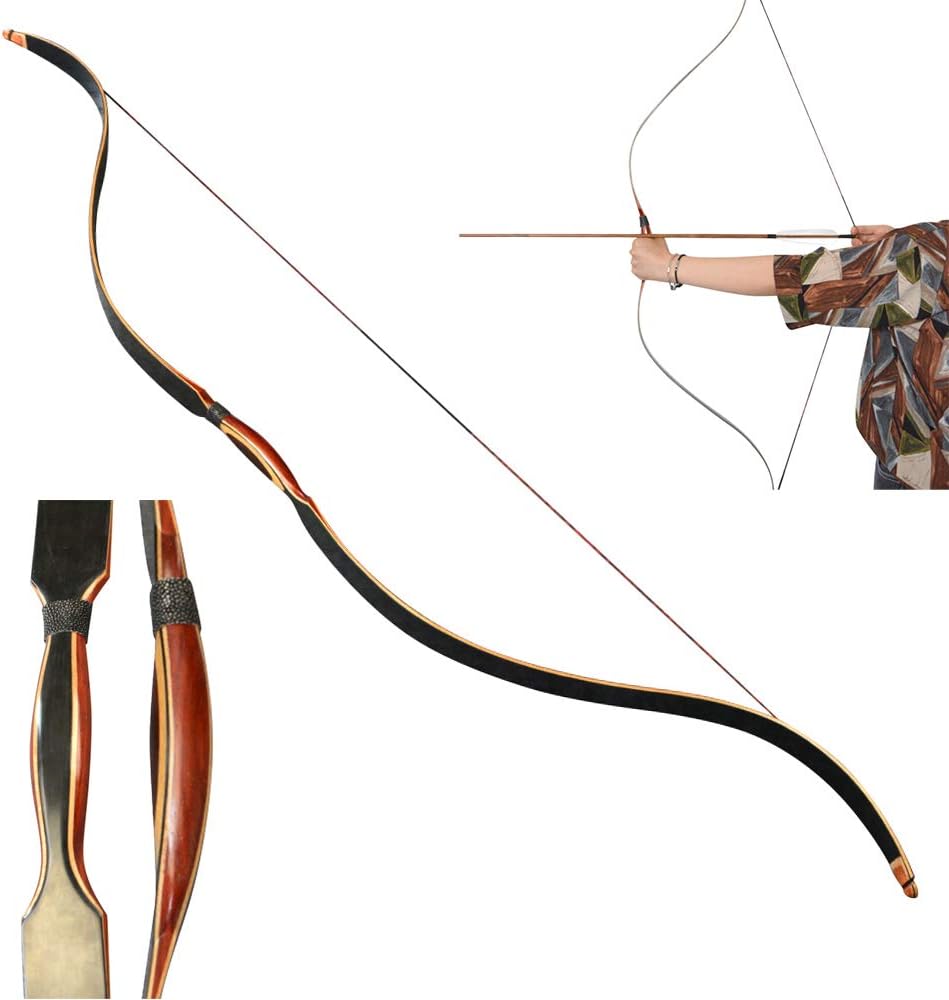 ZSHJGJR Traditional Handmade Longbow Horsebow 44" 52" Hunting Laminated Recurve Bow 6-35lbs for Youth Adult Archery Hunting Practice
