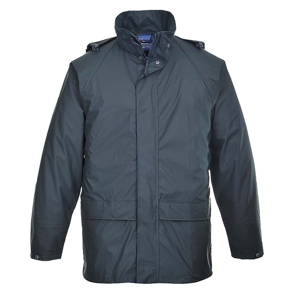 Portwest S450 Chubasquero Sealtex Doble Tapeta Antiaguaceros Duradero | Azul marino, 5XL, EN 343 Clase 4:1, UPF 50+, 2 Bolsillos Seguros, Corte Estándar, Manga Larga, Capucha Desmontable
