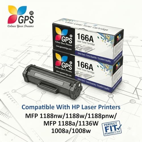 Image of GPS Colour Your Dreams 166A W1166A Black Toner Cartridge (Pack of 2) - 3000 Pages High Yield Compatible with HP Laser 1008a 1008w, MFP 1188a 1188w 1188nw 1136w 1139w | Extra Dark Prints