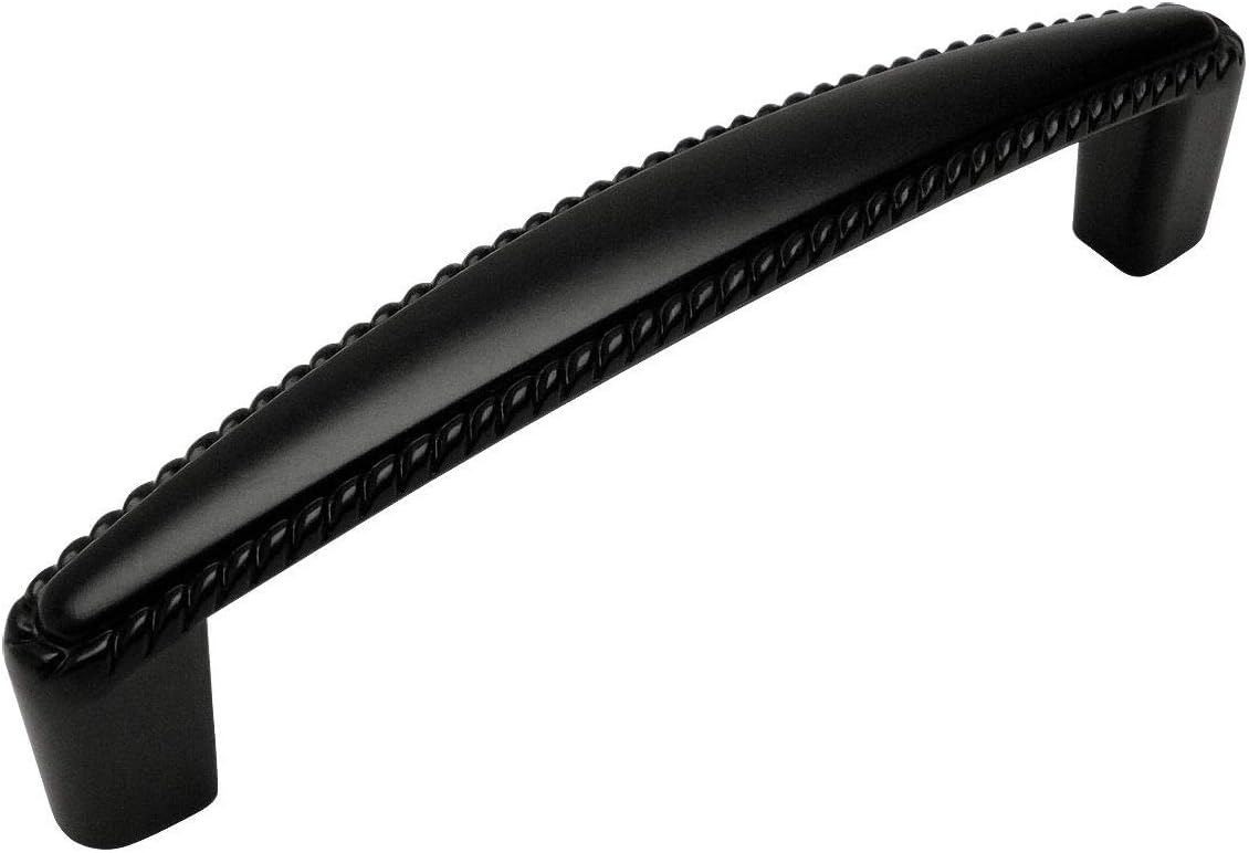 25 Pack - Cosmas 4111FB Flat Black Rope/Scroll Cabinet Hardware Handle Pull - 3-3/4" Inch (96mm) Hole Centers