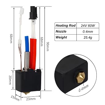 3D Printer Assembled Hot End Kit, Hotend Print Head Extruder Replacement Kit Compatible with Anycubic Kobra 2/Kobra 2 Pro/Kobra 2 Plus/Kobra 2 Max/Kobra 2 Neo 3D Printer Accessories