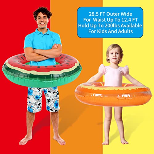 Bennol 3 Pcs Swimming Rings With 1 Beach Ball Inflatable Pool Floats For Kids Adults 32.5'' Fruits Pool Floaties Rings Tube Toys For Summer Beach Water Float Party, Swimming Pool, Ocean, Beach Time #TOP3