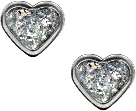 Studex Sensitive 6mm Heart with Clear Glitter Centre Stainless Steel Stud Earrings