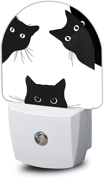 Cat Night Light,Black Cat Night Lights Plug into Wall, Dusk to Dawn Sensor LED Lamp 0.5W for Boys/Girls/Women/Men Decorations Room 0.5W Sleep Friendly