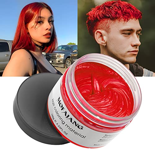 Volluck Red Hair Wax Pomades 4.23 Oz - Natural Hair Coloring Wax Material Disposable Hair Styling Clays Ash For Cosplay, Party,Performance (Red) #TOP16
