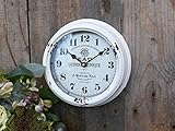 Chic Antique Wanduhr Uhr rund 22 cm altweiß Metall Nostalgie Vintage Shabby Landhaus
