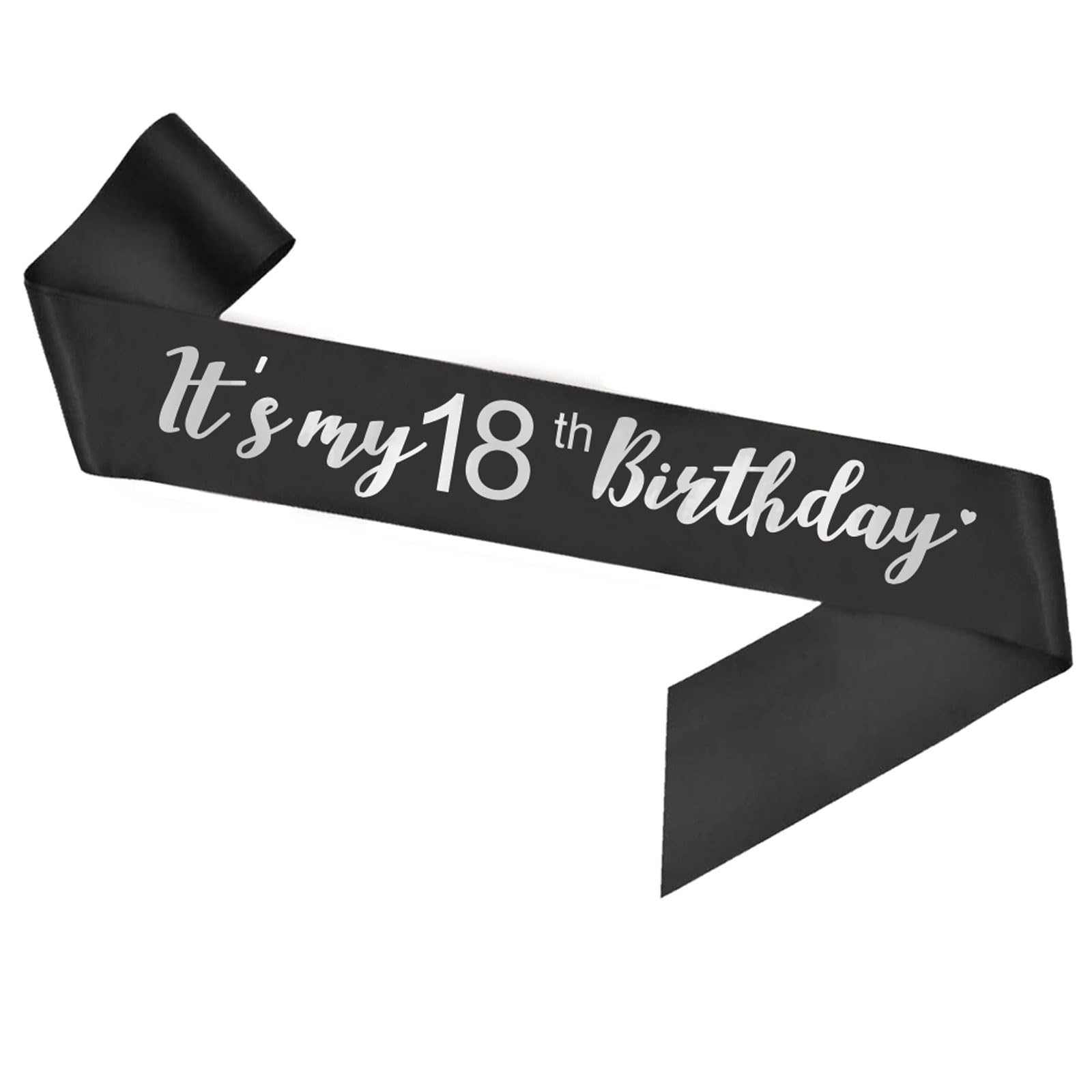 Its My 18th Birthday Sash, Birthday Girl Sash for Boy Gifts Party Decorations and Supplies, Black with Silver