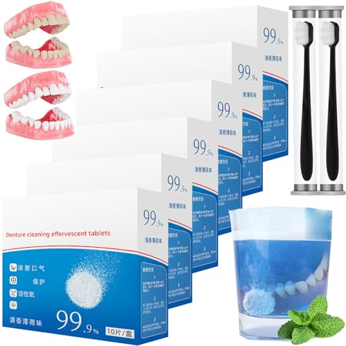 Compresse Effervescenti Per La Pulizia Delle Protesi Dentarie, Compresse Per La Pulizia Di Protesi Dentarie E Allineatori, Compresse Per La Pulizia Di Protesi Dentarie (6 confezioni da 60 pezzi)