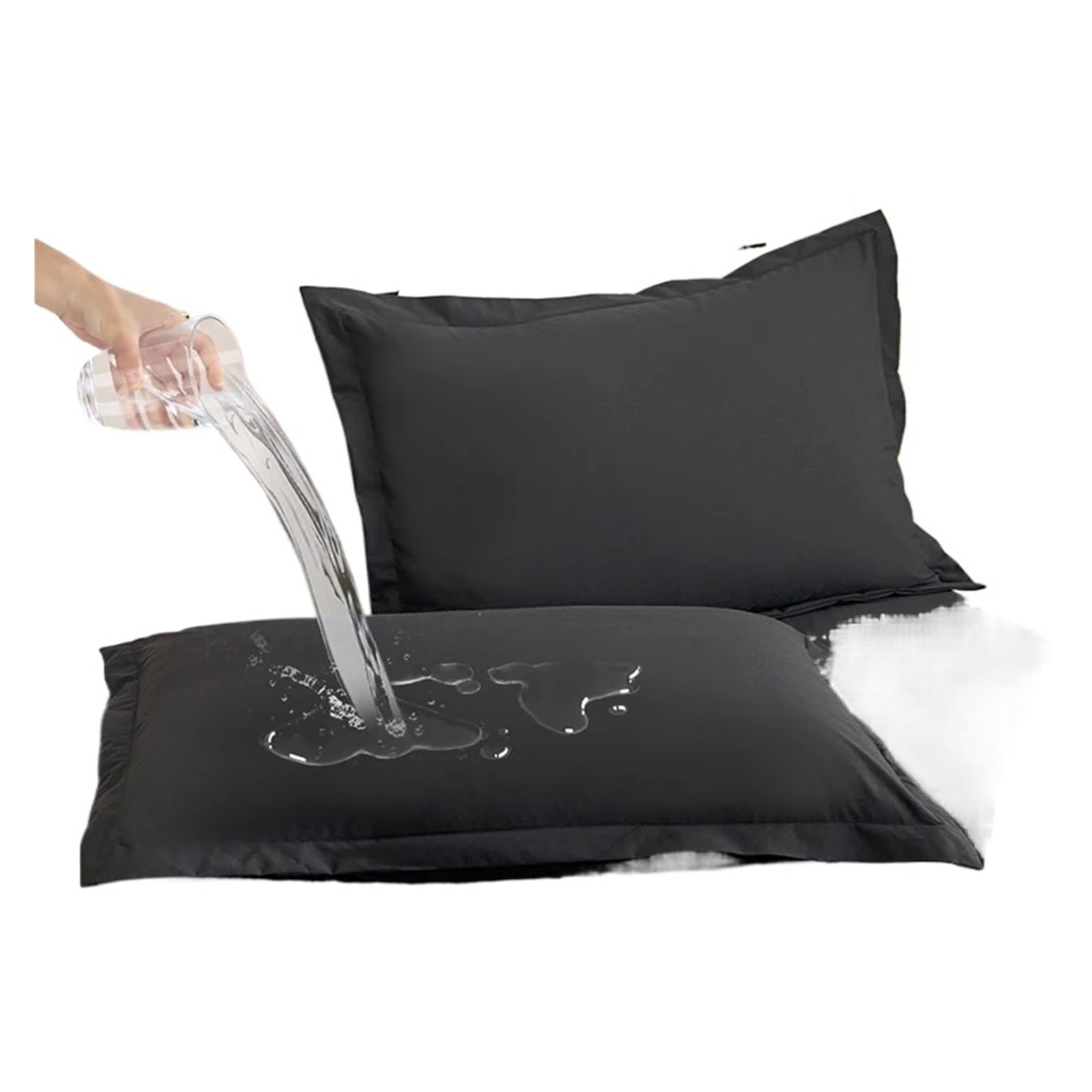 Silky Pillow Covers, 2-Piece Set Silk Pillowcases, Multicolor, Multiple Sizes(Black,51cmx66cm-2pc)