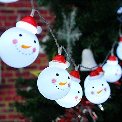 yizeda Schneemann-Lichterkette, 2 m, 10 LEDs, batteriebetrieben, weiße Lichter, schaffen Winteratmosphäre, Weihnachten, Geburtstagsparty, Schlafzimmer, Innen- und Außenbereich, glänzende Dekoration Cover