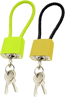 Candados de cable de acero de 2 piezas con llaves, cerraduras de alambre flexibles resistentes en amarillo y negro, grillete largo ajustable para bicicletas, maletas, taquillas de gimnasio, puertas y