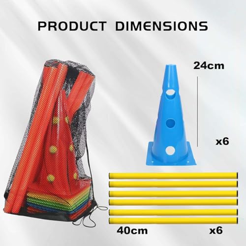 Shengruili Agility Set Hunde,Steckhürdenset Hund,Hund Hürden,Kinder Agility Hürden Hindernisse für Pferde Hundeparcours Kegel Einstellbare Trainingshürden 23cm Höhe- Stangen 100cm Lang