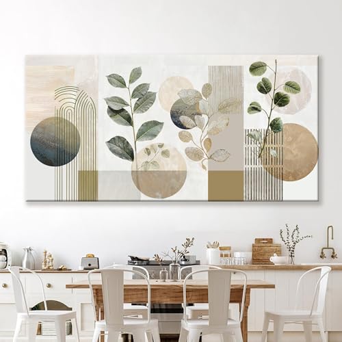 Image of Large Boho Green Wall Art For Living Room Prints 39x78 In Green Botanical Boho Wall Art Modern Sage Bohemian Canvas Art Wall Decor Natural Abstract Geometry Lines Prints Picture Ready To Hang