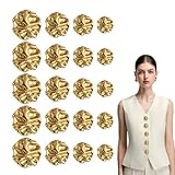 20 Stücke Mode Gold Metall Knöpfe, 12.5MM 18MM 20MM 23 MM Unregelmäßige Goldene Knöpfe Gold Goldfarbene Schaftknöpfe Knopf Metall Goldene Nähknöpfe Für Cardigans Mäntel & DIY Handwerk Blazer Für Damen