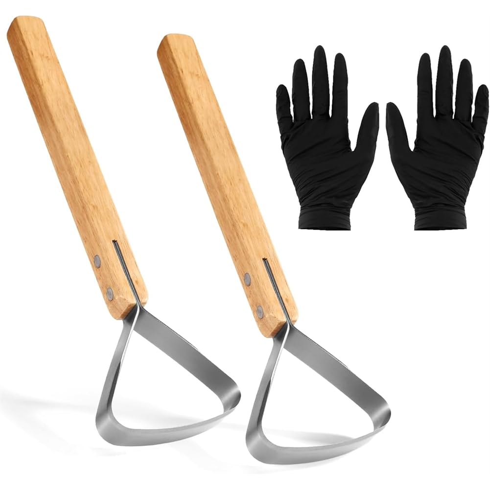 Pelt Scraper Scraper Fleshing Tool Kit 2 Pack Y includes des 2 x 11,42 Fleischbräunungswerkzeuge aus Edelstahl für die Handhabung von Zubehör