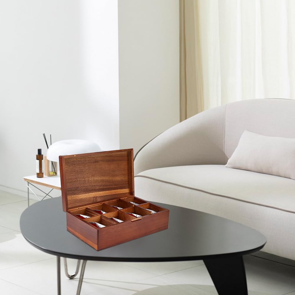 DICOSMETIC 8 cajas organizadoras de madera para bolsas de té grandes cajas de almacenamiento de madera para bebidas, azúcar, café, embalaje individual como regalo de inauguración de la casa, 31 x 19,5
