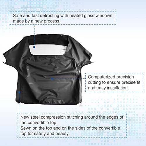 Hs-399Blk-Sf Hs-399Blk-Tw Convertible Soft Top Heated Glass Window Compatible With Honda S2000 02-08 Black Replace Hs-399Blk-Tw,Hs-399Blk-Sf,Hs440-S #TOP1