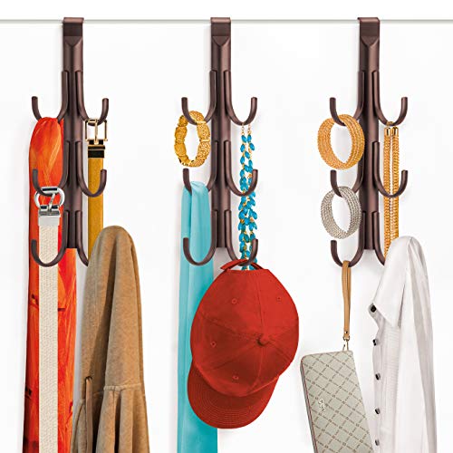 Lynk® Over Door 6 Hook Rack - Shirt, Belt, Hat, Coat, Towel Organizer - Bronze #TOP1