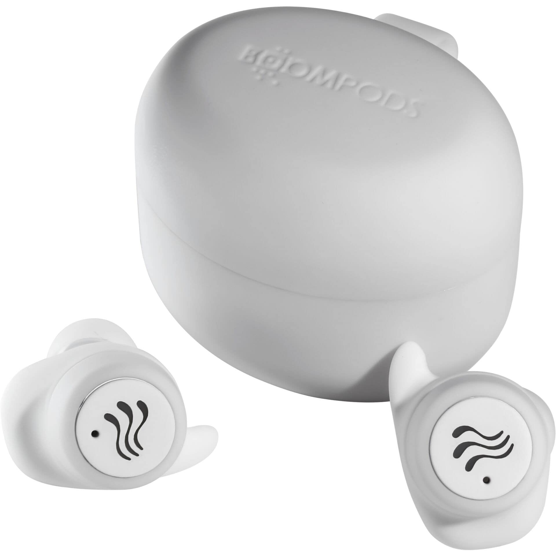 Boompods Soundwave Cuffie Bluetooth - Auricolari Bluetooth Sport con Microfono, 37 Ore di Autonomia e Impermeabili IPX6, Plastica Riciclata, Cuffie Wireless per Corsa, Allenamento e Musica, Bianco