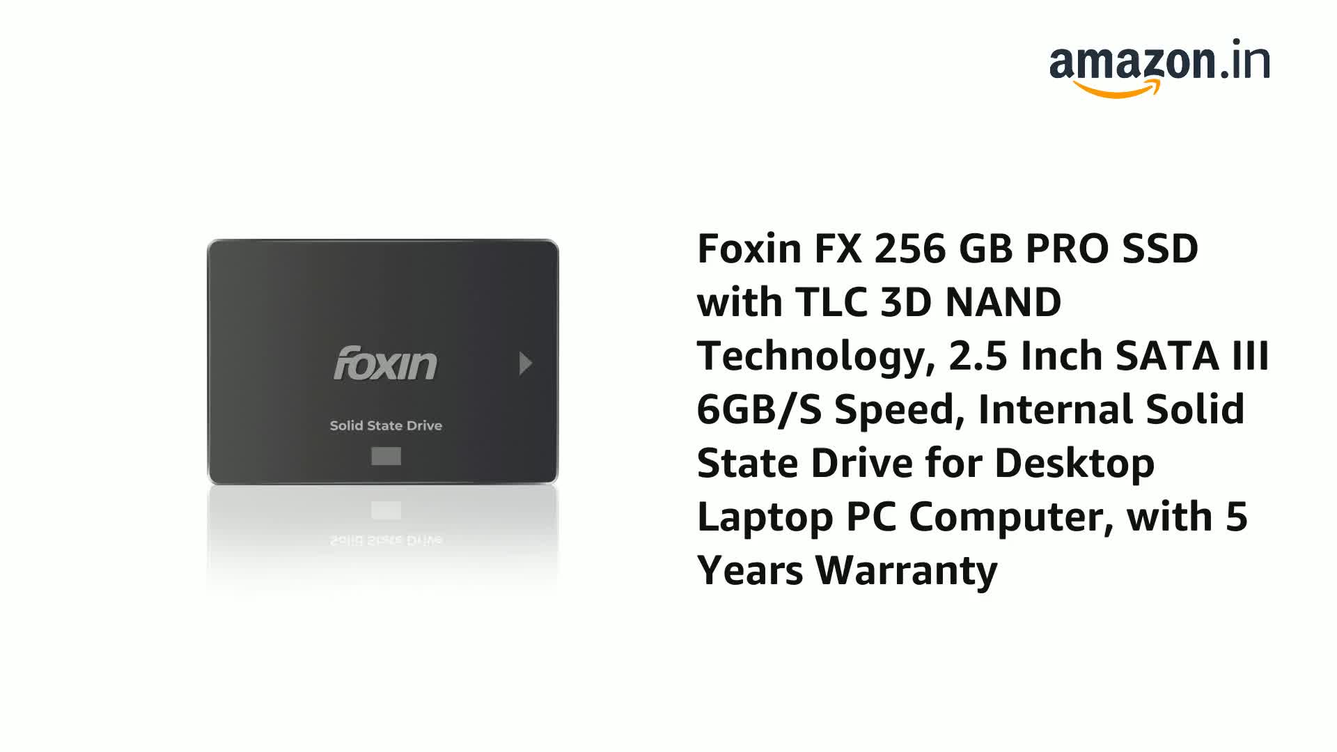 Foxin FX 256 PRO, 256GB TLC 3D NAND Technology 2.5 Inch SATA III