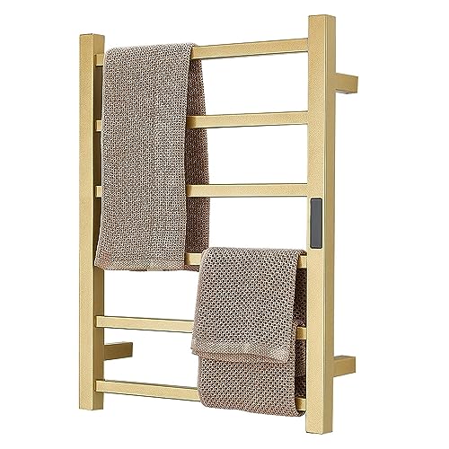 SWHC Termoarredo Elettrico Oro Spazzolato Radiatore da Bagno Elettrico da