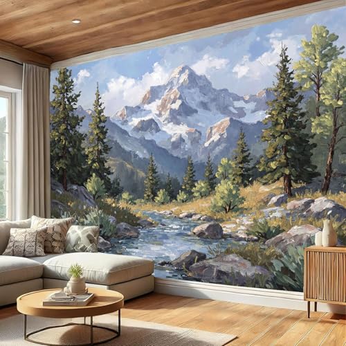 Papier peint panoramique 3D soie vert 450x315cm de paysage - 4