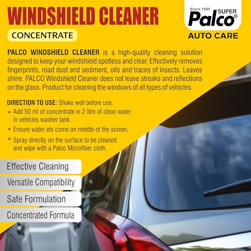Image of PALCO Car Windshield Cleaner Liquid Concentrate 5 Litre (Pack of 1) Windshield Washer Fluid for Car for Streak Free Glass Finish with Car Wiper Liquid (Add 50ml in 2L Water in Windshield Tank)