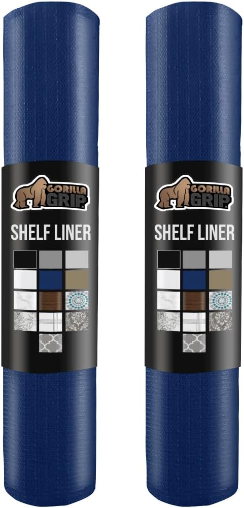 Gorilla Grip Non-Adhesive Shelf Liner, 20in x 20ft (2 Pack) Navy