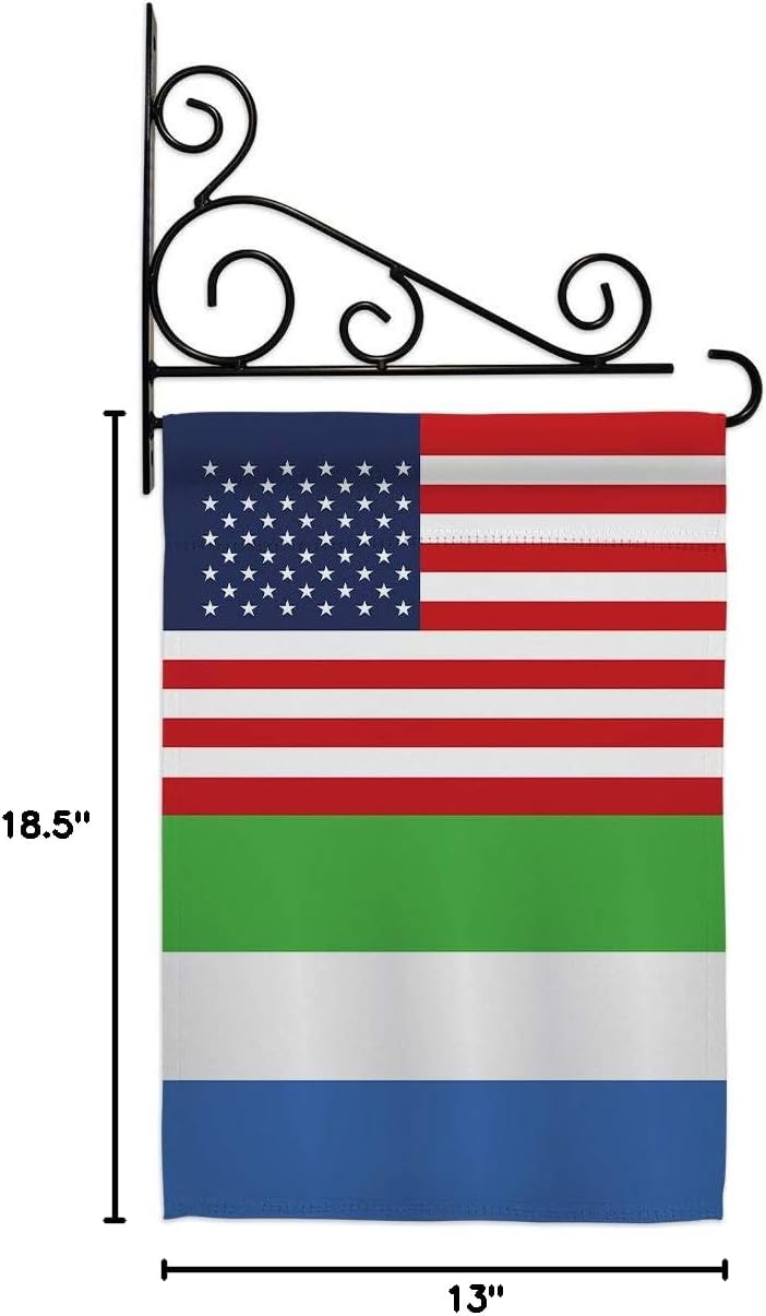 Sierra Leone US Friendship Garden Flag Set Wall Holder Regional USA American Alliance World Country Particular Area Small Decorative Gift Yard House Banner Made In 13 X 18.5