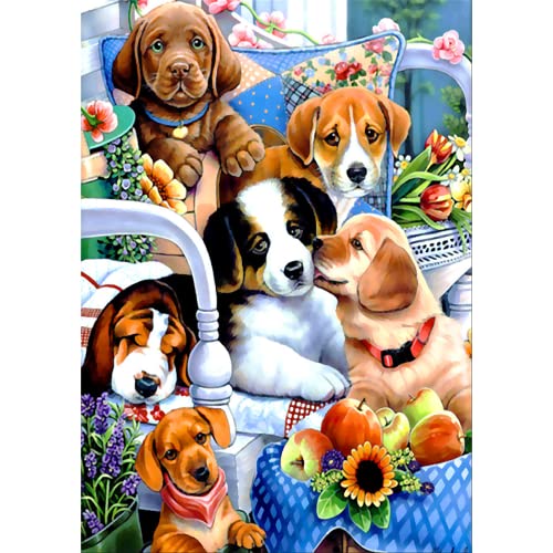 Cuadro Diamantes 30 x 40 cm Pintura de Diamante Personalizada Diamond Painting Kit Completo Bordado Punto de Cruz Pintura Manualidades con Diamantes (Perros)