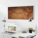 banjado Magnettafel weiß 78 x 37cm / Magnetwand Metall/Magnetpinnwand als Memoboard/Pinnwand Magnettafel Küche, Büro, Kinderzimmer inkl. 4 Magnete & Montageset - Motiv Trockenes Holz