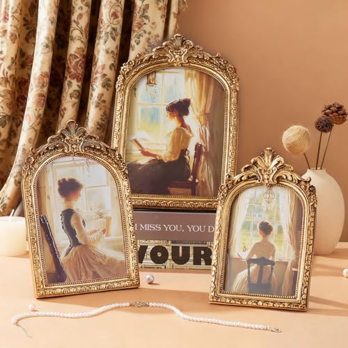 3 PCS Vintage Picture Frames 4x6, 5x7, 6x8 Inch Wall