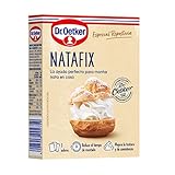 MEJOR CONSISTENCIA: El estabilizante de nata Natafix de Dr. Oetker no sólo te ayuda a montar la nata en un momento, sino que mantiene la consistencia de la nata montada durante más tiempo. Además, evita que la base de los pasteles se humedezca.