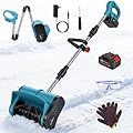 Electric Cordless Snow Shovel, 11 Inch Battery Powered Collapsible Snow Blowers with Adjustable Handle, 26ft Throwing Distance for Patio, Deck, Driveway