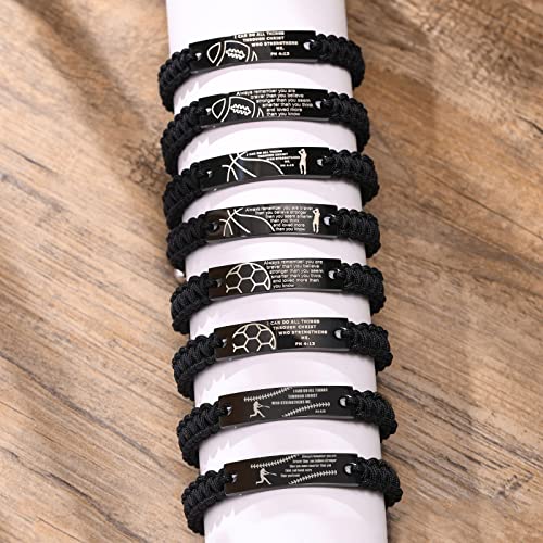 Vnox Football Bracelet For Men | Handmade Rope Bracelet Engraved Inspirational Quote Football Customized Gifts For Birthday Christmas | Gifts For Men Teen 8-12 Football Players #TOP6