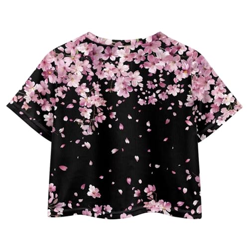Image of Kids Crop Top Short Sleeve T-Shirts for Girls Size 5-14