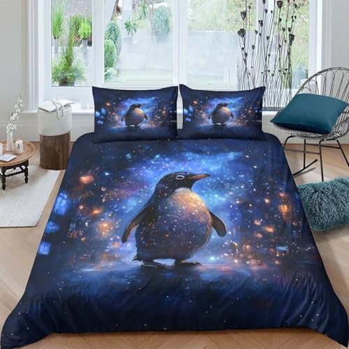 Parure de lit pingouin de l'espace 3D microfibre ultra douce