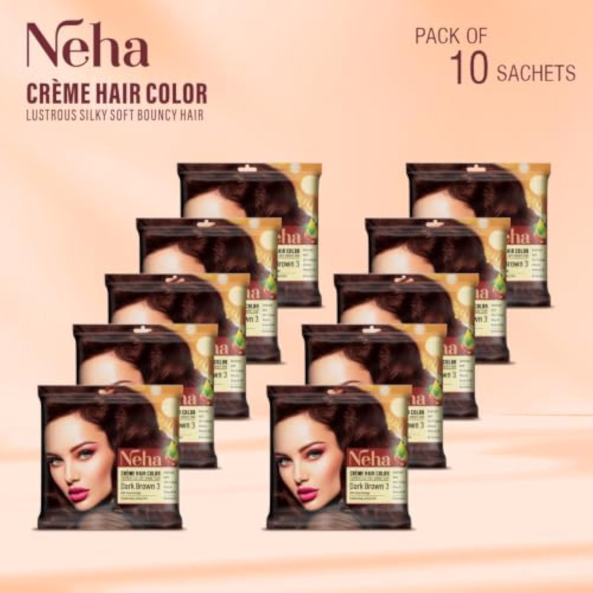 Creme Hair Color with Silk Protein, Dark Brown, Pack of 10